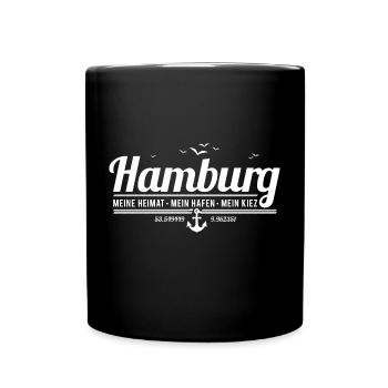 Hamburg - meine Heimat, mein Hafen, mein Kiez - Tasse einfarbig - Schwarz - Vorne