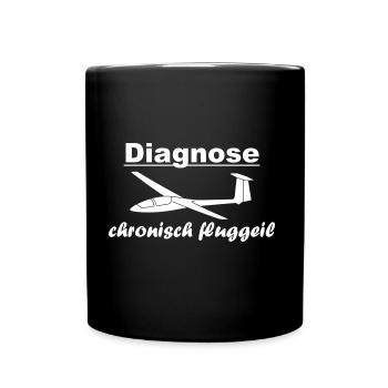 Diagnose Segelflieger Segelflugzeug lustig Pilot - Tasse einfarbig - Schwarz - Vorne