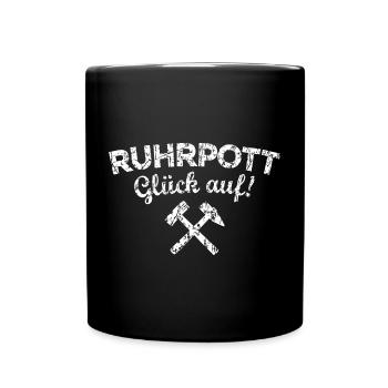 Ruhrpott Glück Auf Ruhrgebiet (Vintage/Weiß) - Tasse einfarbig - Schwarz - Vorne
