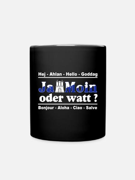 Hamburg , Tradition , Fan , Ja Moin oder watt (25) - Tasse einfarbig - Schwarz