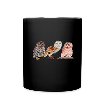 Trio de chouettes - Mug uni - noir - Devant
