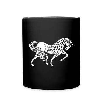 Celtic white horse - Full Colour Mug - black - Front
