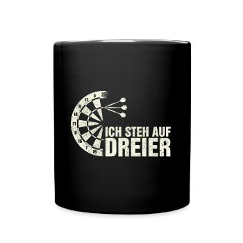 Ich Steh Auf Dreier I Triple 20 Dartscheibe Dart - Tasse einfarbig - Schwarz - Vorne