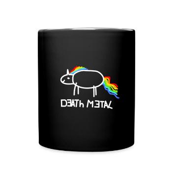 Death Metal Einhorn Musik - Tasse einfarbig - Schwarz - Vorne