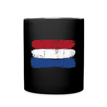 Drapeau néerlandais coups de pinceau - Mug uni - noir - Devant