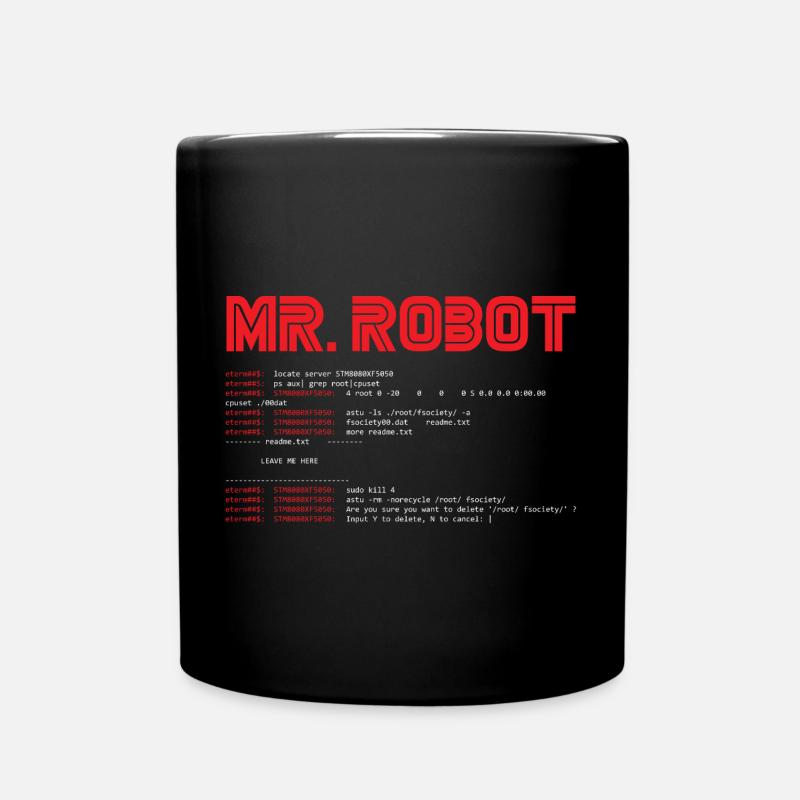 Hacker, M. robot, ordinateur - Mug uni - noir