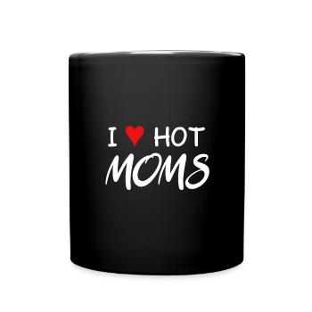 Red Heart Love Moms - I Love Hot Moms - Mug uni - noir - Devant