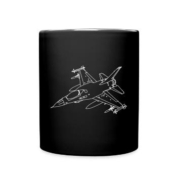F-16 Viper / Chasseur à réaction Fighting Falcon / F16 - Mug uni - noir - Devant