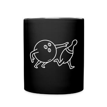 Bowling Kegeln Bowlingkugel und Pin - Tasse einfarbig - Schwarz - Vorne