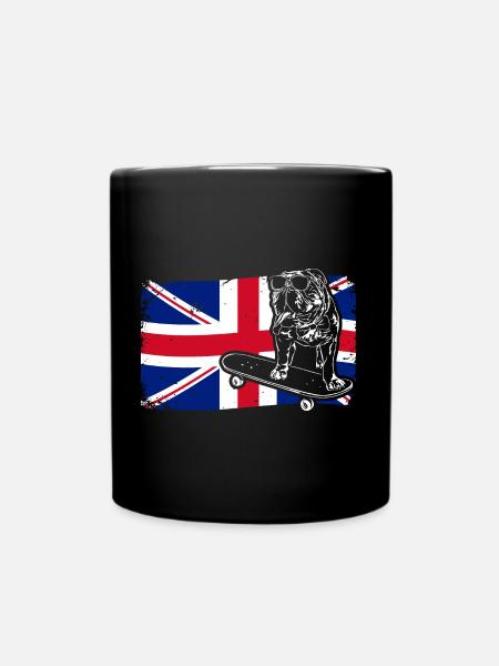 ENGLISH BULLDOG Union Jack Flag Dogs Wilsigns - Full Colour Mug - black