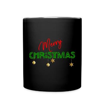 Joyeux Noël : Lettres vertes texturées - Mug uni - noir - Devant