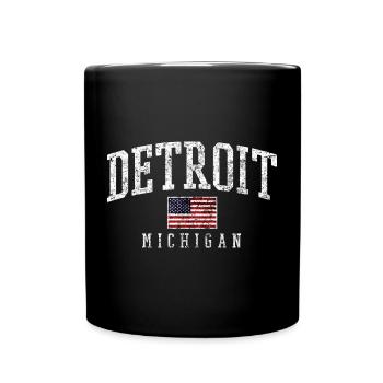 Detroit Flagge Michigan Stil - Tasse einfarbig - Schwarz - Vorne