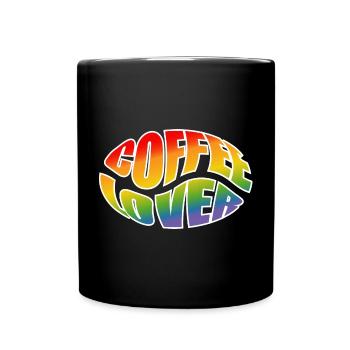 Kaffeebohne coffee lover rainbow black shirt - Tasse einfarbig - Schwarz - Vorne