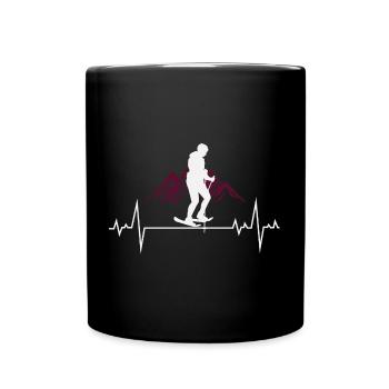 Schneeschuhwanderer Wandern Winter Schneeschuhwandern Herzschlag - Tasse einfarbig - Schwarz - Vorne