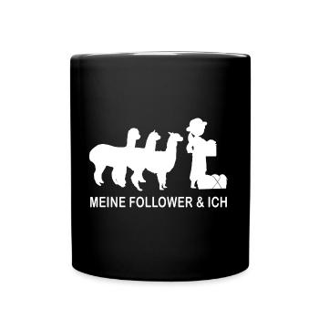 Meine Follower und ich Alpaka Frauen weiss - Tasse einfarbig - Schwarz - Vorne