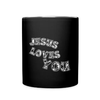 Jesus loves you - Full Colour Mug - black - Front