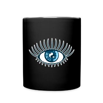 Auge blau Vorsehung Yin Yang Symbol - Tasse einfarbig - Schwarz - Vorne
