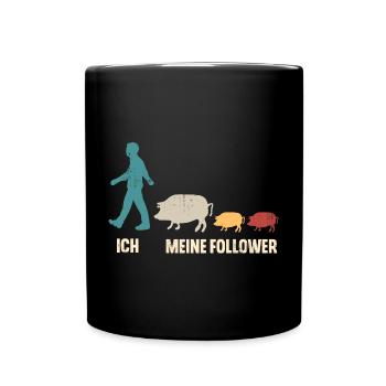 Schwein Landwirt Ich Und Meine Follower - Tasse einfarbig - Schwarz - Vorne
