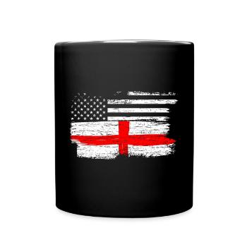 Grunge Flag Fusion USA UK Cross - Full Colour Mug - black - Front