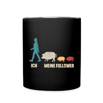 Schwein Landwirtin Ich Und Meine Follower - Tasse einfarbig - Schwarz - Vorne