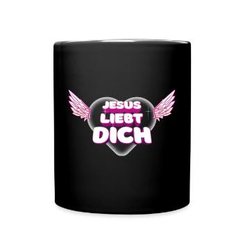 Jesus liebt dich - Tasse einfarbig - Schwarz - Vorne