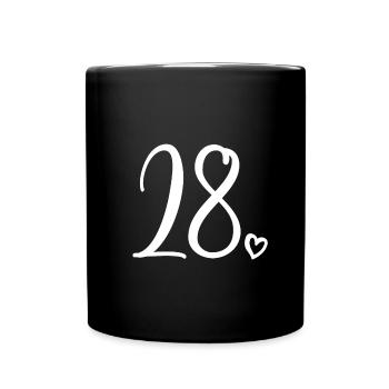 Niedliche Nummer 28, 28 Jahre alt, 28. Geburtstagsgeschenk - Tasse einfarbig - Schwarz - Vorne