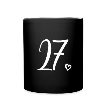 Süße Nummer 27, 27 Jahre alt, Geschenk zum 27. Geburtstag - Tasse einfarbig - Schwarz - Vorne