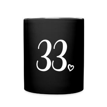 Niedliche Nummer 33, 33 Jahre alt, 33. Geburtstagsgeschenk - Tasse einfarbig - Schwarz - Vorne