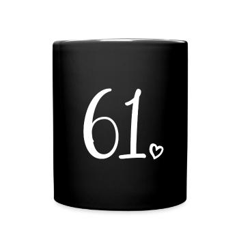 Cute Number 61, 61 Years Old, 61st Birthday Gift - Full Colour Mug - black - Front