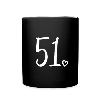 Süße Nummer 51, 51 Jahre alt, Geschenk zum 51. Geburtstag - Tasse einfarbig - Schwarz - Vorne