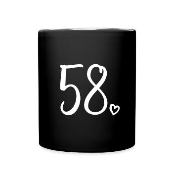 Süße Nummer 58, 58 Jahre alt, Geschenk zum 58. Geburtstag - Tasse einfarbig - Schwarz - Vorne