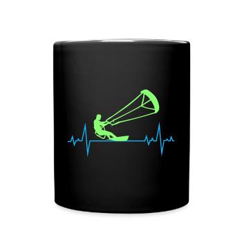 Kitesurfing Kiteboarding Kitesurf Heartbeat Pulse - Full Colour Mug - black - Front