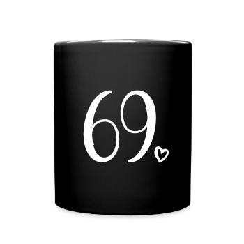 Cute Number 69, 69 Years Old, 69th Birthday Gift - Full Colour Mug - black - Front