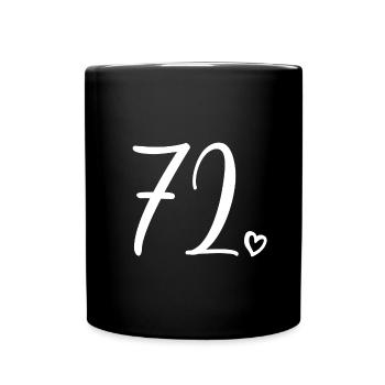 Cute Number 72, 72 Years Old, 72nd Birthday Gift - Full Colour Mug - black - Front