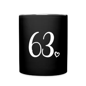 Süße Nummer 63, 63 Jahre alt, 63. Geburtstag Geschenk - Tasse einfarbig - Schwarz - Vorne