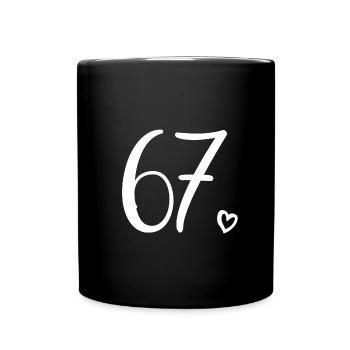Süße Nummer 67, 67 Jahre alt, 67. Geburtstag Geschenk - Tasse einfarbig - Schwarz - Vorne