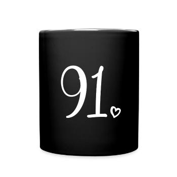 Süße Nummer 91, 91 Jahre alt, 91. Geburtstag Geschenk - Tasse einfarbig - Schwarz - Vorne