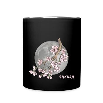 Sakura en fleurs de cerisier japonais - Mug uni - noir - Devant