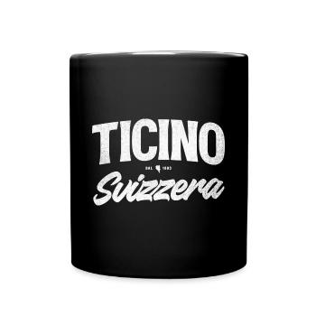 Ticino Switzerland Script Logo - Full Colour Mug - black - Front