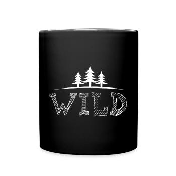 wild wilderness survival bushcraft icon trees icon - Full Colour Mug - black - Front