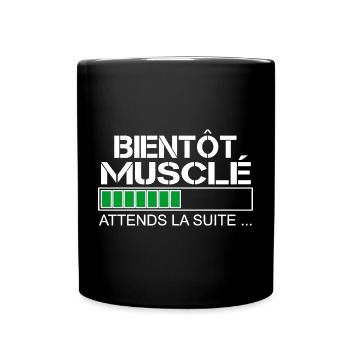 Bientot musclé (blanc et vert) - Mug uni - noir - Devant