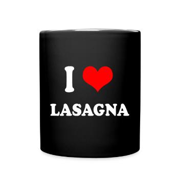J'adore les lasagnes - Mug uni - noir - Devant