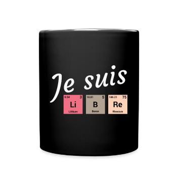 Je suis libre en éléments périodiques - Mug uni - noir - Devant