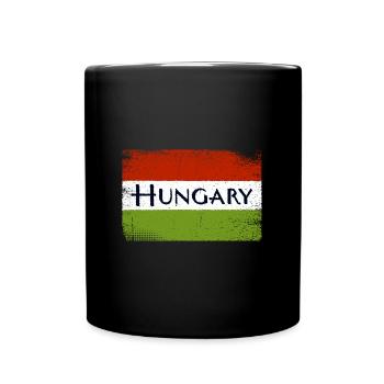 HUNGARY Schriftzug dreckig - Tasse einfarbig - Schwarz - Vorne