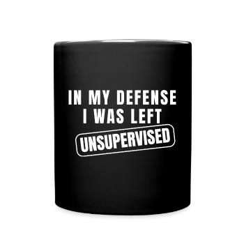 Défense laissée sans surveillance drôle - Mug uni - noir - Devant