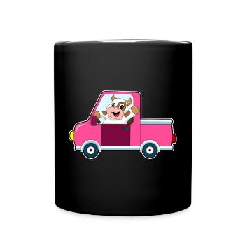 Kuh Auto - Tasse einfarbig - Schwarz - Vorne