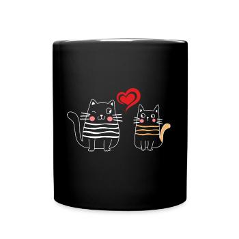 Valetine's Day Katzen Verliebte Paare Valentinstag - Tasse einfarbig - Schwarz - Vorne
