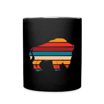 Bison Vintage Büffel Buffalo Nationalpark Western - Tasse einfarbig - Schwarz - Vorne
