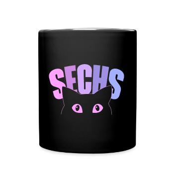 6th birthday girl 6 years old kitten cat - Full Colour Mug - black - Front