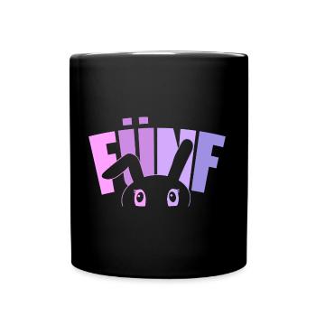 5. Geburtstag Mädchen 5 Jahre alt Hase Häschen - Tasse einfarbig - Schwarz - Vorne